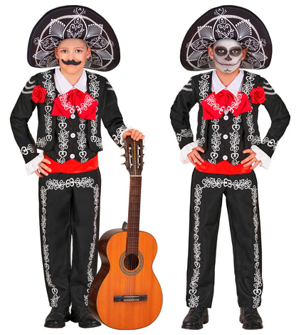 Mariachi Día de los Muertos colbert voor jongens vooraanzicht – kostuums