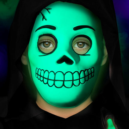 Schedel masker Eva glow-in-the-dark close-up – maskers