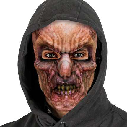 Zombie masker stof voor heren detailopname – maskers
