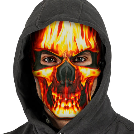 Masker brandend schedel stof voor heren detailopname – maskers