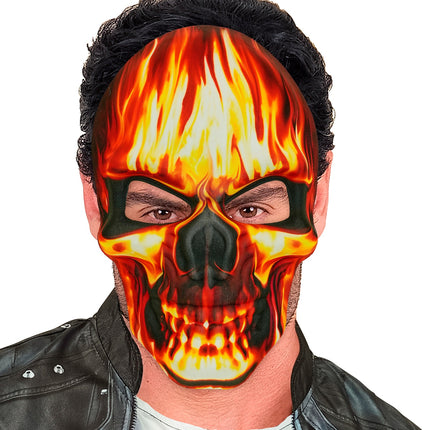 Masker brandend schedel stof voor heren sfeerbeeld – maskers