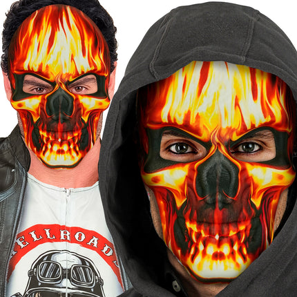 Masker brandend schedel stof voor heren achterkant – maskers