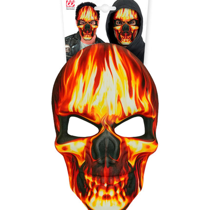 Masker brandend schedel stof voor heren zijaanzicht – maskers