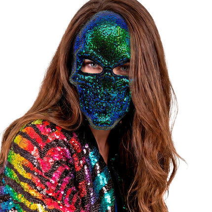 Schedel masker pailletten totaalbeeld – maskers