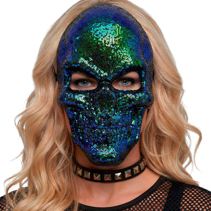 Schedel masker pailletten detailopname – maskers
