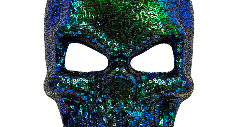 Schedel masker pailletten vooraanzicht – maskers