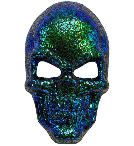 Schedel masker pailletten vooraanzicht – maskers