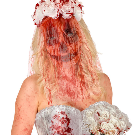 Masker met bloem sluier bloederig bruids stof voor dames detailopname – maskers