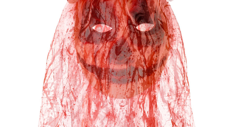 Masker met bloem sluier bloederig bruids stof voor dames vooraanzicht – maskers