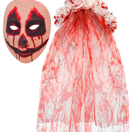 Masker met bloem sluier bloederig bruids stof voor dames achterkant – maskers