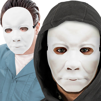 Masker man hard kunststof wit voor heren achterkant – maskers
