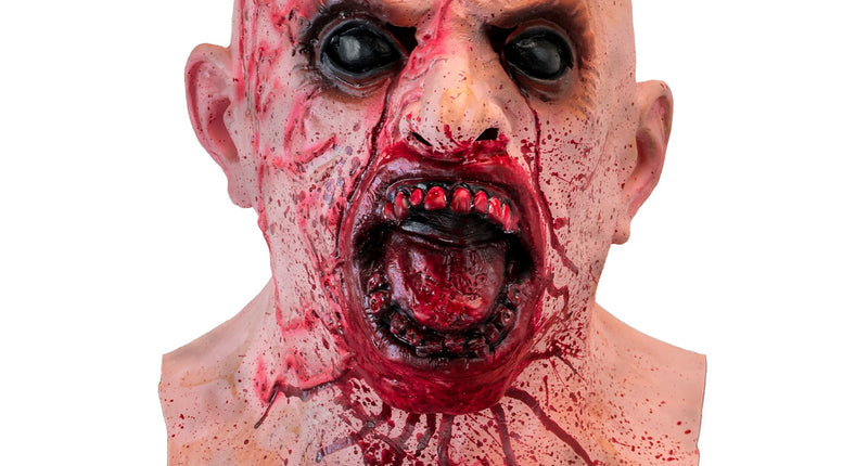 Masker volledig hoofd halssieraad zombie latex voor heren vooraanzicht – maskers