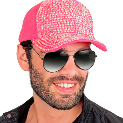 Pet strass neon roze close-up – hoeden