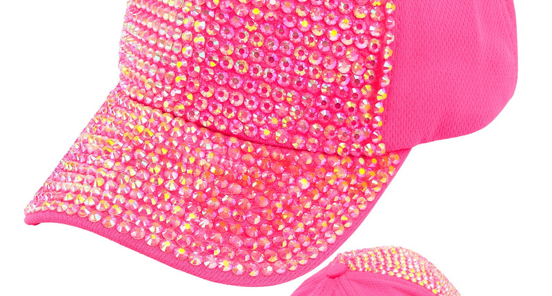 Pet strass neon roze vooraanzicht – hoeden