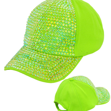 Pet strass neon groen zijaanzicht – hoeden