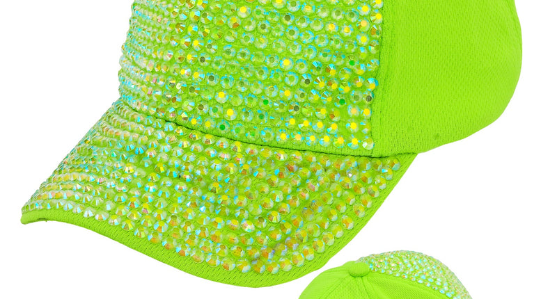 Pet strass neon groen vooraanzicht – hoeden