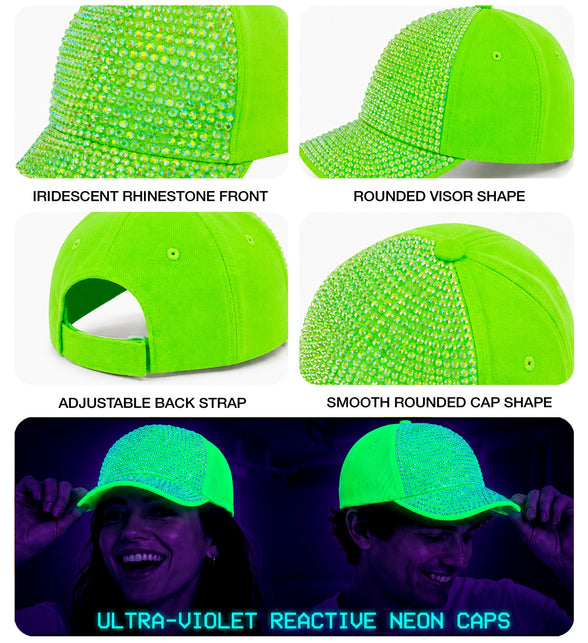 Pet strass neon groen totaalbeeld – hoeden