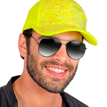 Pet strass neon geel close-up – hoeden