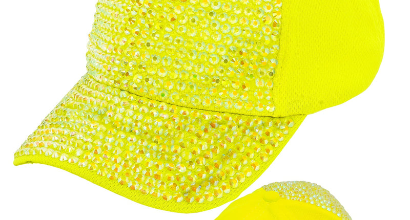 Pet strass neon geel vooraanzicht – hoeden