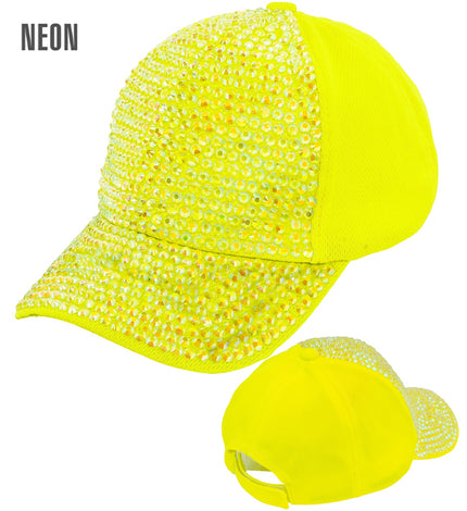 Pet strass neon geel vooraanzicht – hoeden