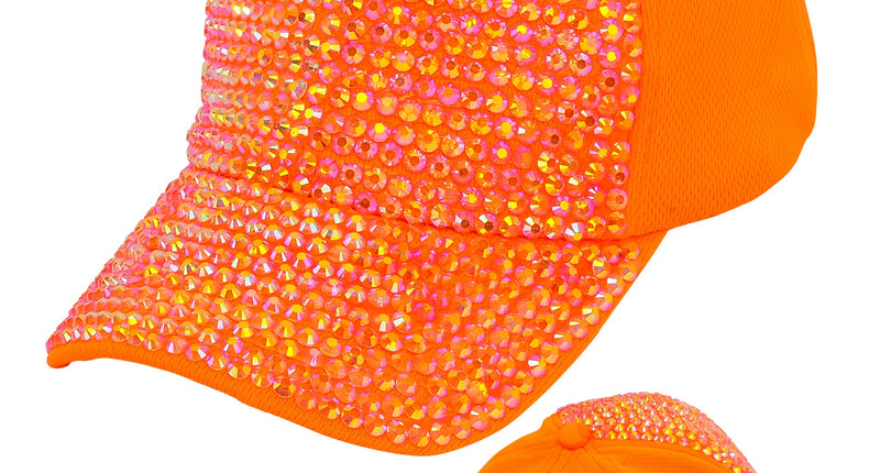 Pet strass neon oranje vooraanzicht – hoeden