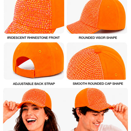 Pet strass neon oranje totaalbeeld – hoeden