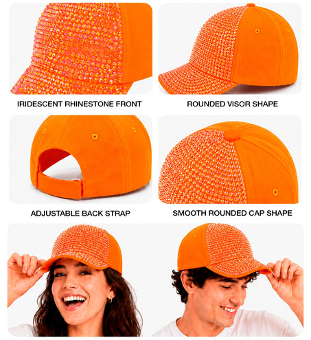 Pet strass neon oranje totaalbeeld – hoeden