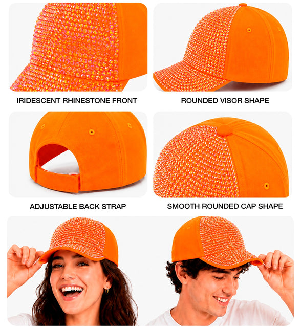 Pet strass neon oranje totaalbeeld – hoeden