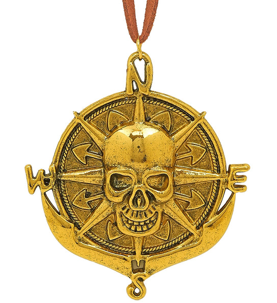 Ketting met medaillon piraten schedel vooraanzicht – sieraden