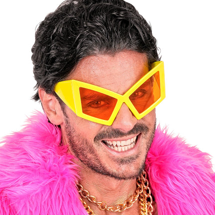 Bril oversized neon geel close-up – brillen