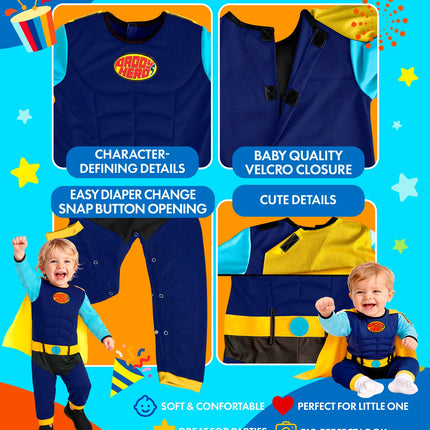 Super baby jumpsuit met cape voor jongens close-up – kostuums