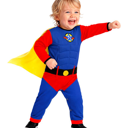 Super baby jumpsuit blauw voor jongens achterkant – kostuums