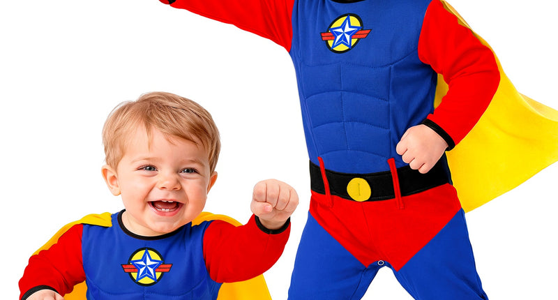 Super baby jumpsuit blauw voor jongens vooraanzicht – kostuums