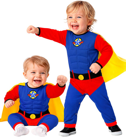 Super baby jumpsuit blauw voor jongens vooraanzicht – kostuums