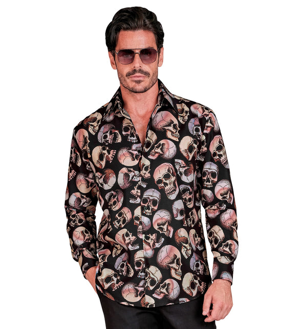 Schedels shirt Happy heren - overhemd met schedelprint voor day of the dead