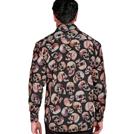 Heren schedels overhemd gedragen - Mexicaans dodenfeest verkleedshirt