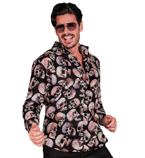 Day of the dead shirt detail - calavera print heren Dia de los Muertos