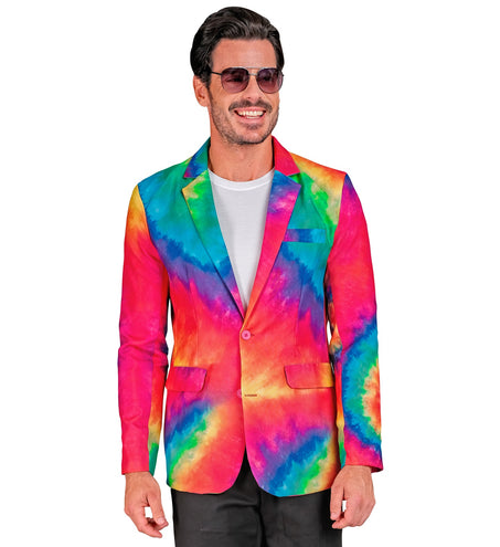 Tie dye colbert neon heren - psychedelisch batik jasje voor neon party