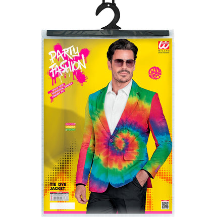 Tie dye neon colbert achterkant - rasta verkleedjasje heren festival