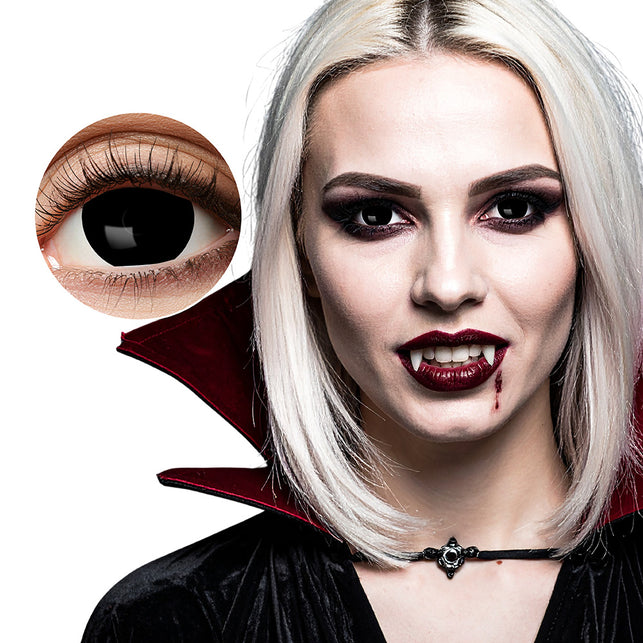 Paar contactlenzen Mini sclera Night zwart Halloween