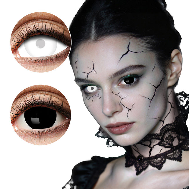 Paar contactlenzen Mini sclera Eclipse zwart wit Halloween