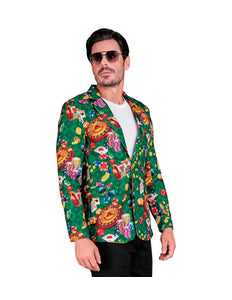 Heren casino colbert met poker print - Las Vegas verkleedjasje foute party