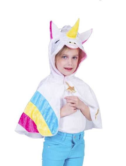 Unicorn Regenboog cape kinderen vooraanzicht – carnavalskostuum