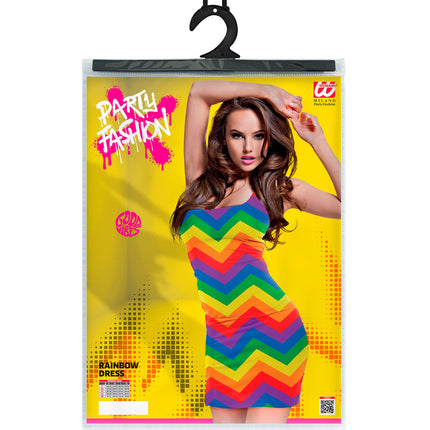 Regenboog jurk Ella achteraanzicht - regenboog verkleedjurk dames voor pride party