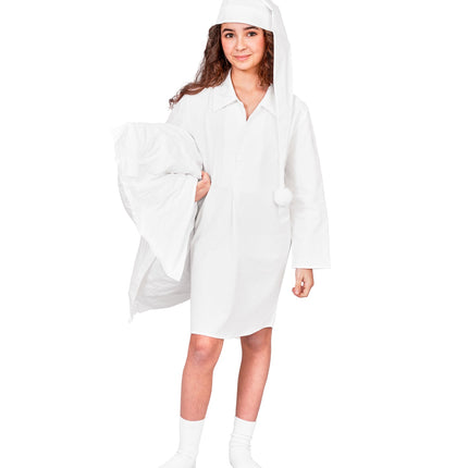 Nachtjapon en pet wit detailopname – verkleedkleding