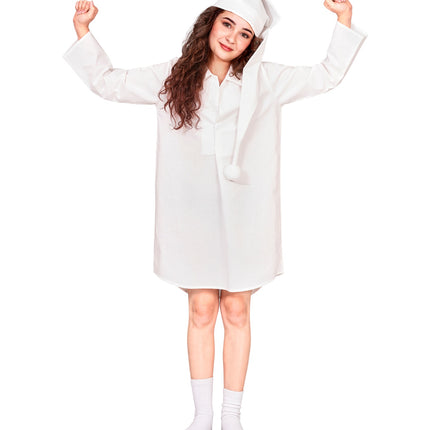 Nachtjapon en pet wit achterkant – verkleedkleding