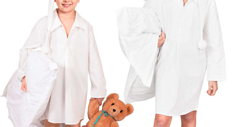 Nachtjapon en pet wit vooraanzicht – verkleedkleding