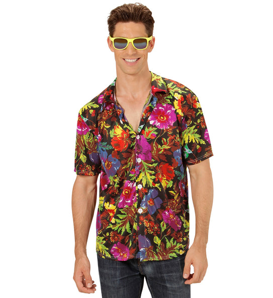 Hawaii shirt tropical - zwart aloha hemd met tropische print voor beach party