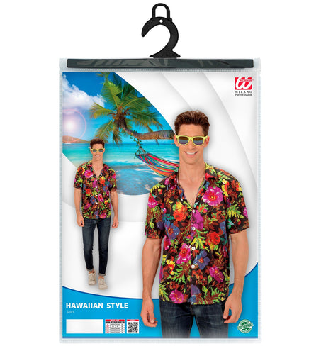Hawaii shirt tropical achterkant - zwart aloha hemd tropisch beach party