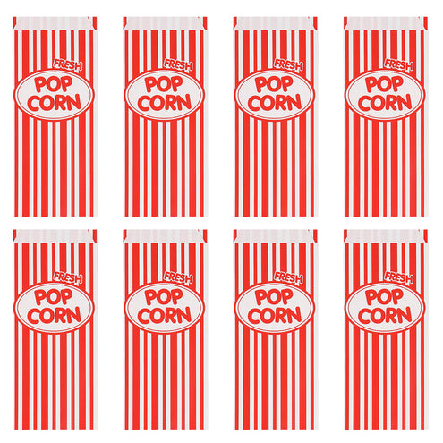 Set 8 papieren popcorn uitdeelzakjes 30x13x8 cm
